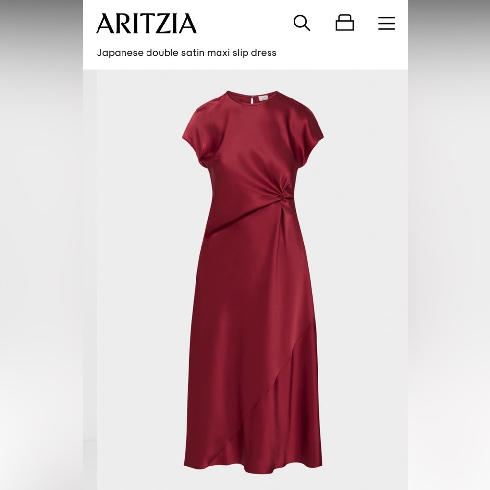 Aritzia Burgundy Satin Midi Dress